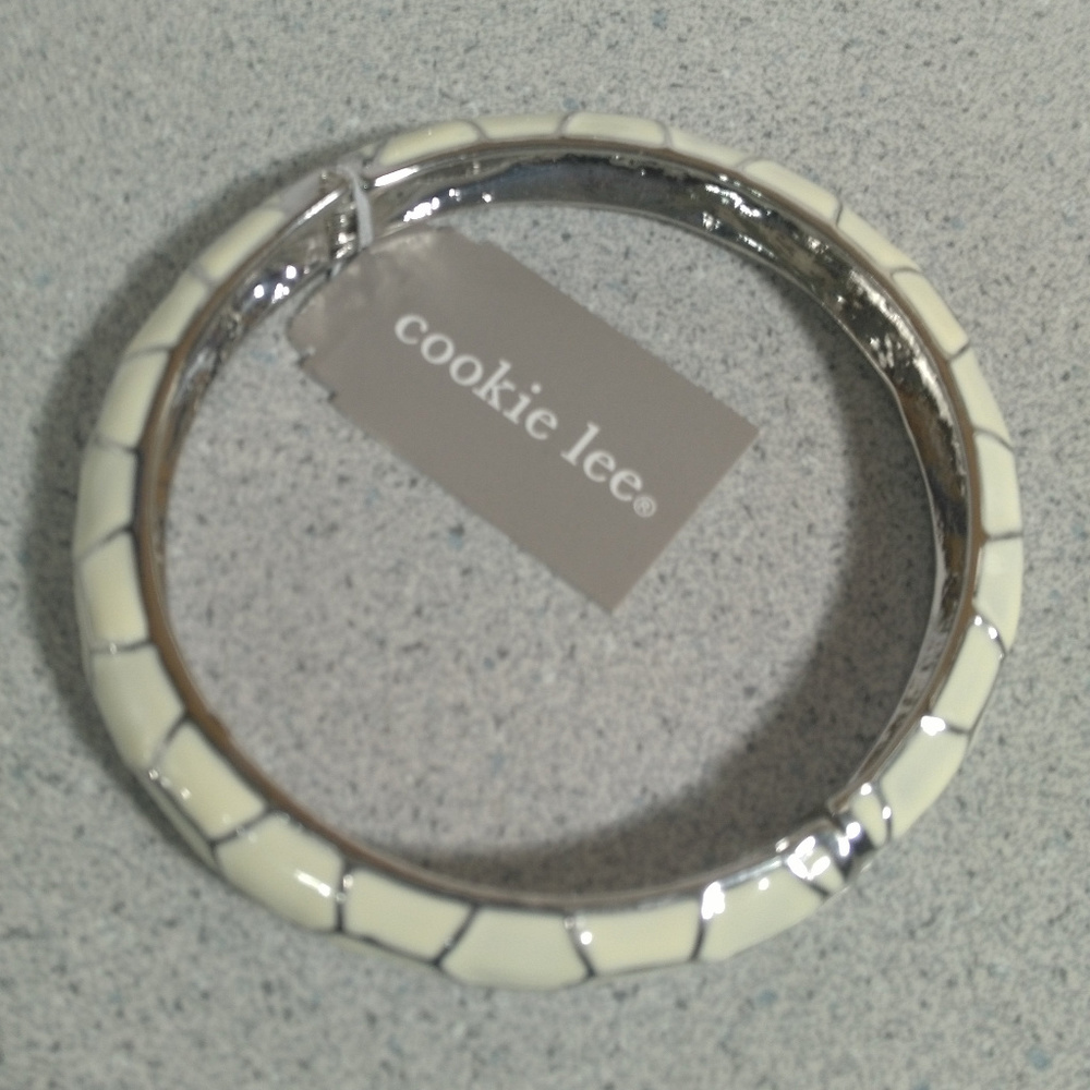 White Hinged Bangle Bracelet